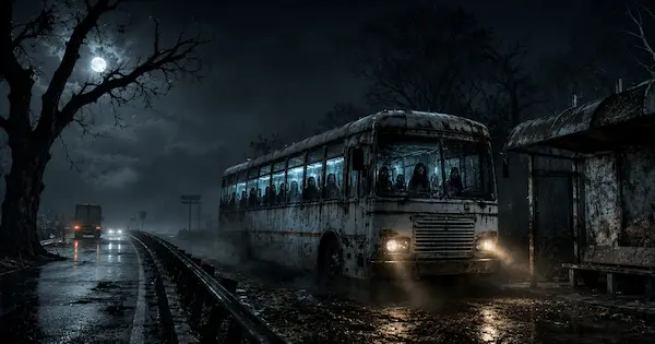 Ghost Bus On Highway